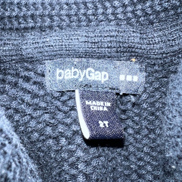 Baby Gap Boys Button up Navy Blue Cotton Sweater - Picture 3 of 4